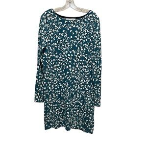 Diane Von Furstenberg Teal Print Sweater Dress Women Size Medium